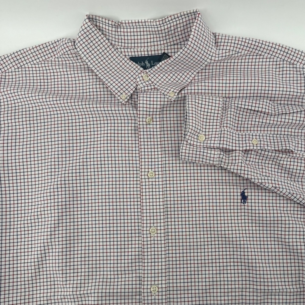 Polo Ralph Lauren Shirt Men's‎ 3XB White Red Blue Tattersall Check Classic Fit
